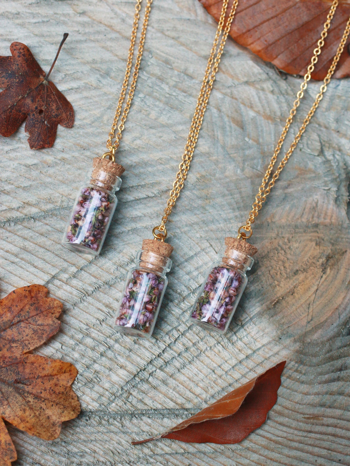 Heather in a bottle necklace - Real heather flower from Scotland