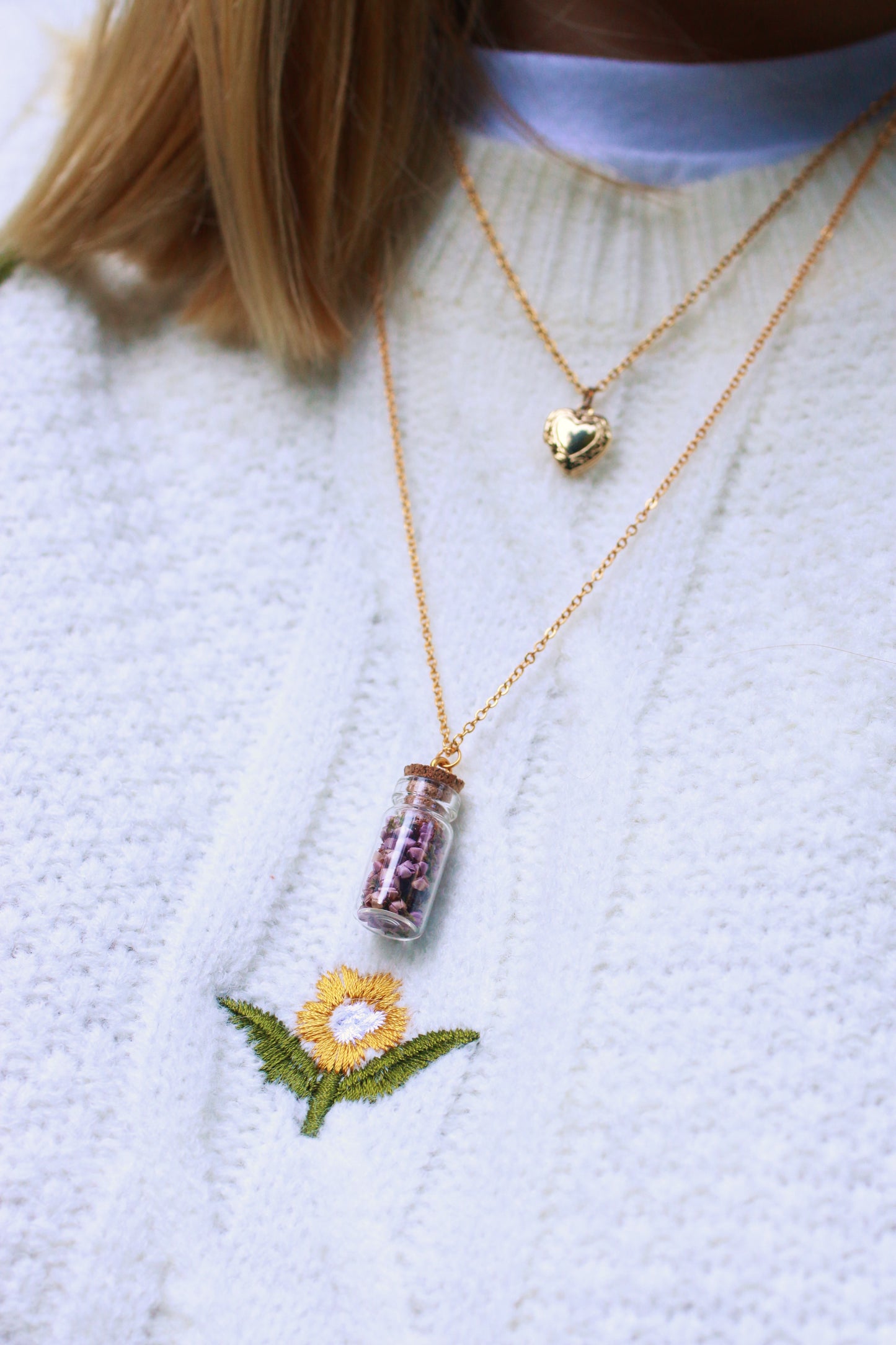 Heather in a bottle necklace - Real heather flower from Scotland