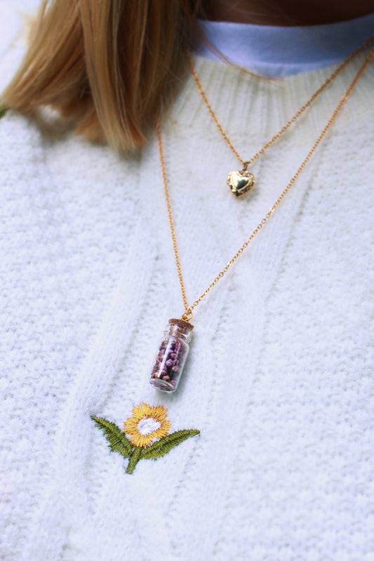 Heather in a bottle necklace - Real heather flower from Scotland