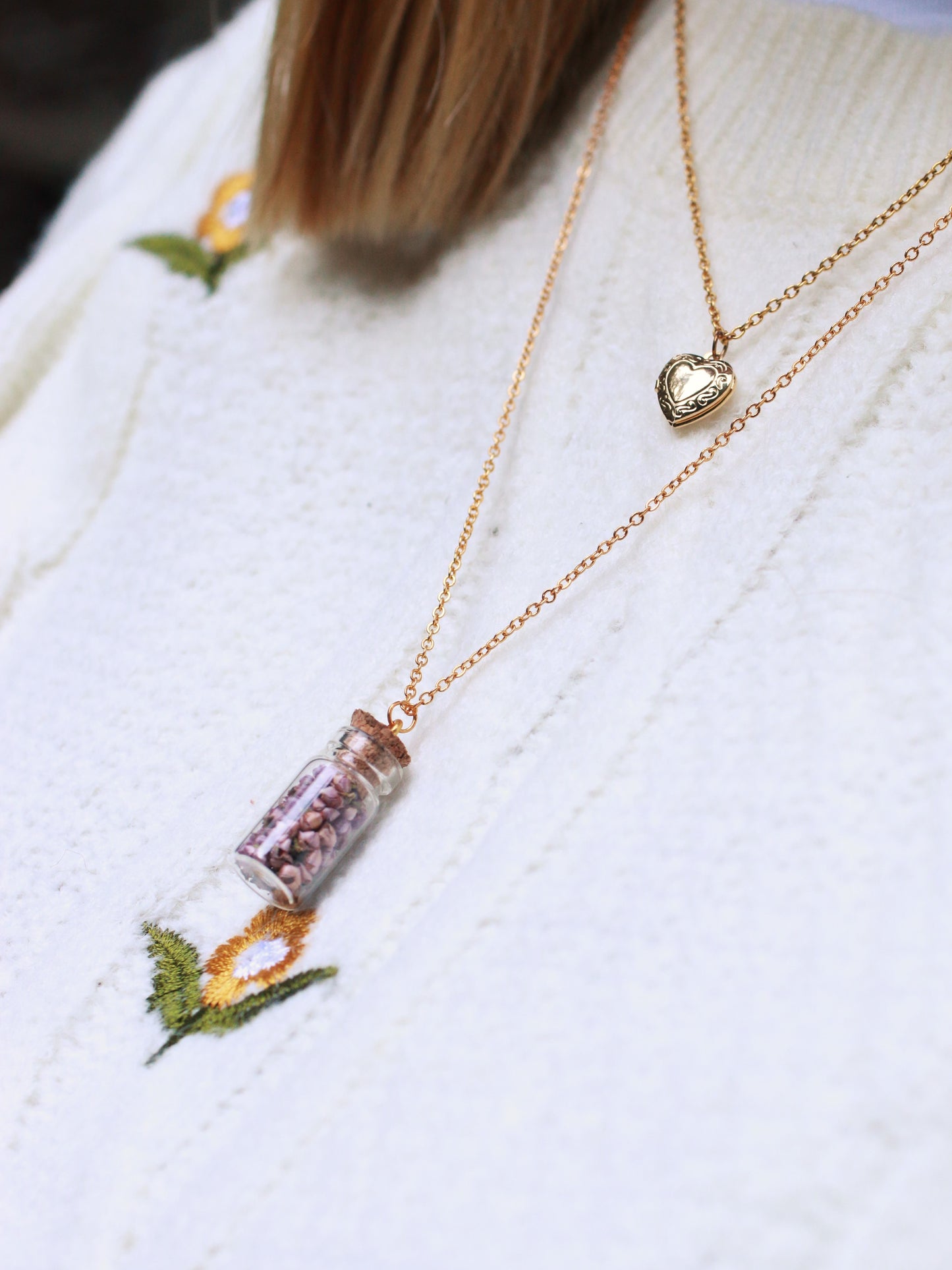 Heather in a bottle necklace - Real heather flower from Scotland