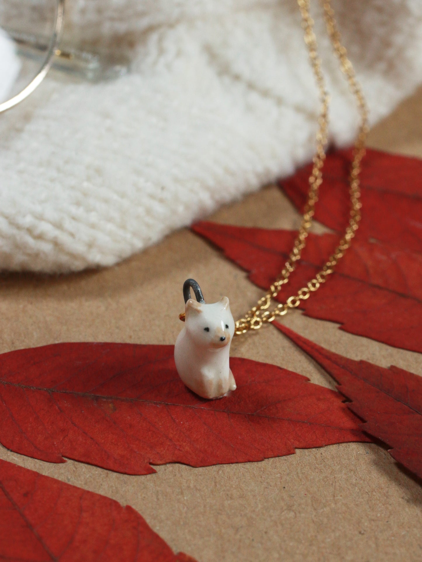 Ceramic Siamese cat necklace