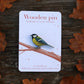 Great tit pin - wooden bird pin