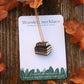 Book stack necklace - wooden book pendant