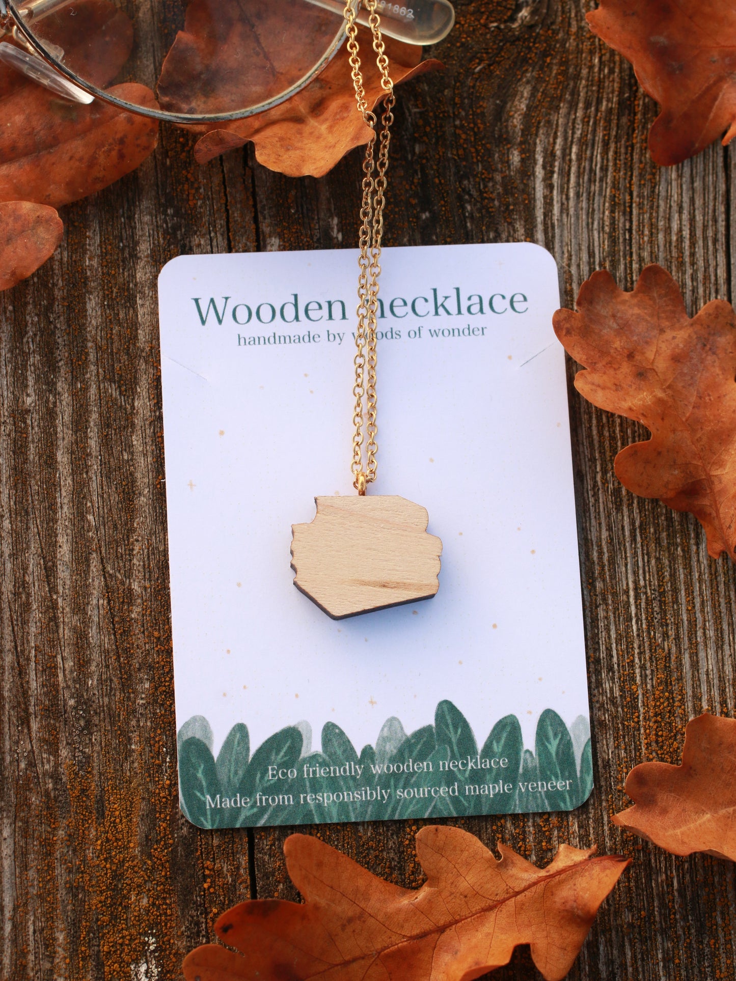 Book stack necklace - wooden book pendant