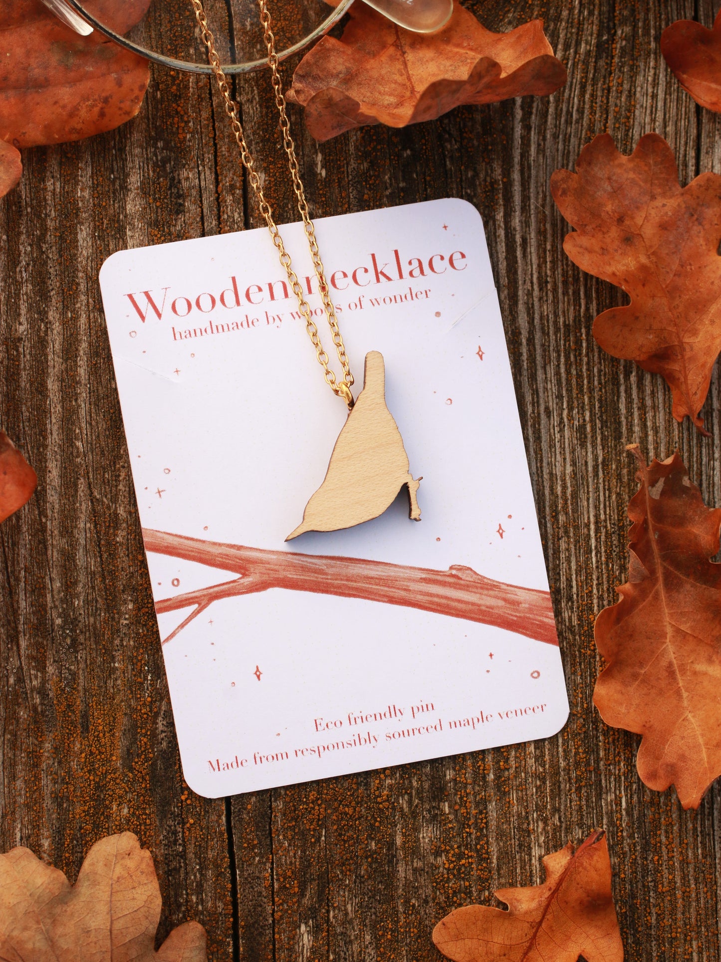 Nuthatch - wooden bird necklace