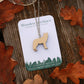 Wolf necklace - wooden grey wolf pendant