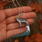 Wolf necklace - wooden grey wolf pendant
