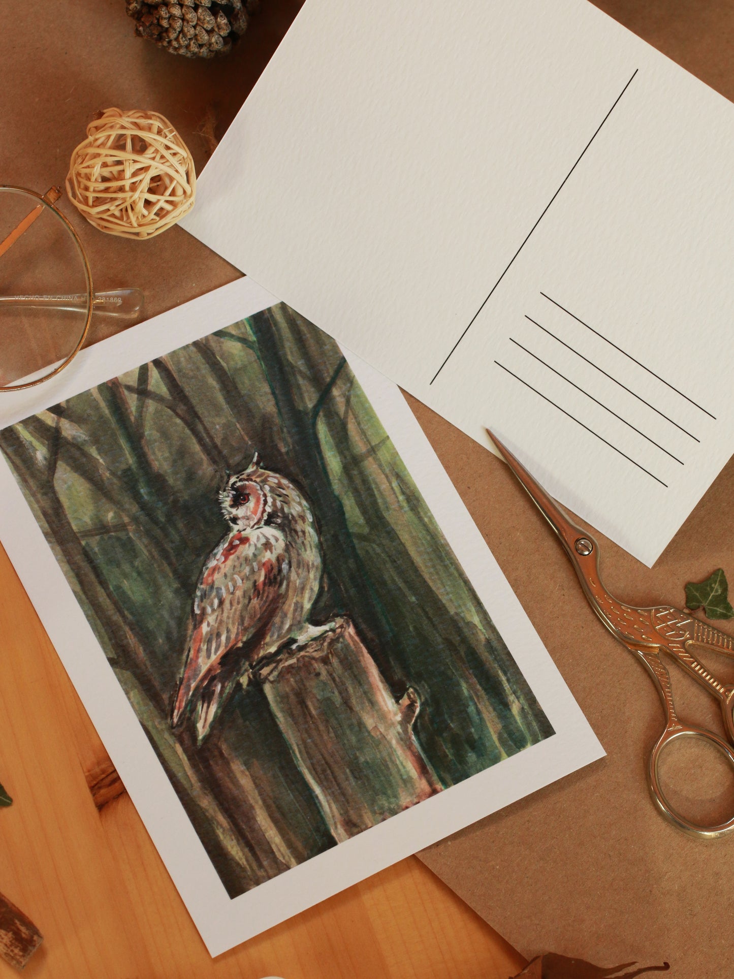 Great horned owl - A6 art print - postcard