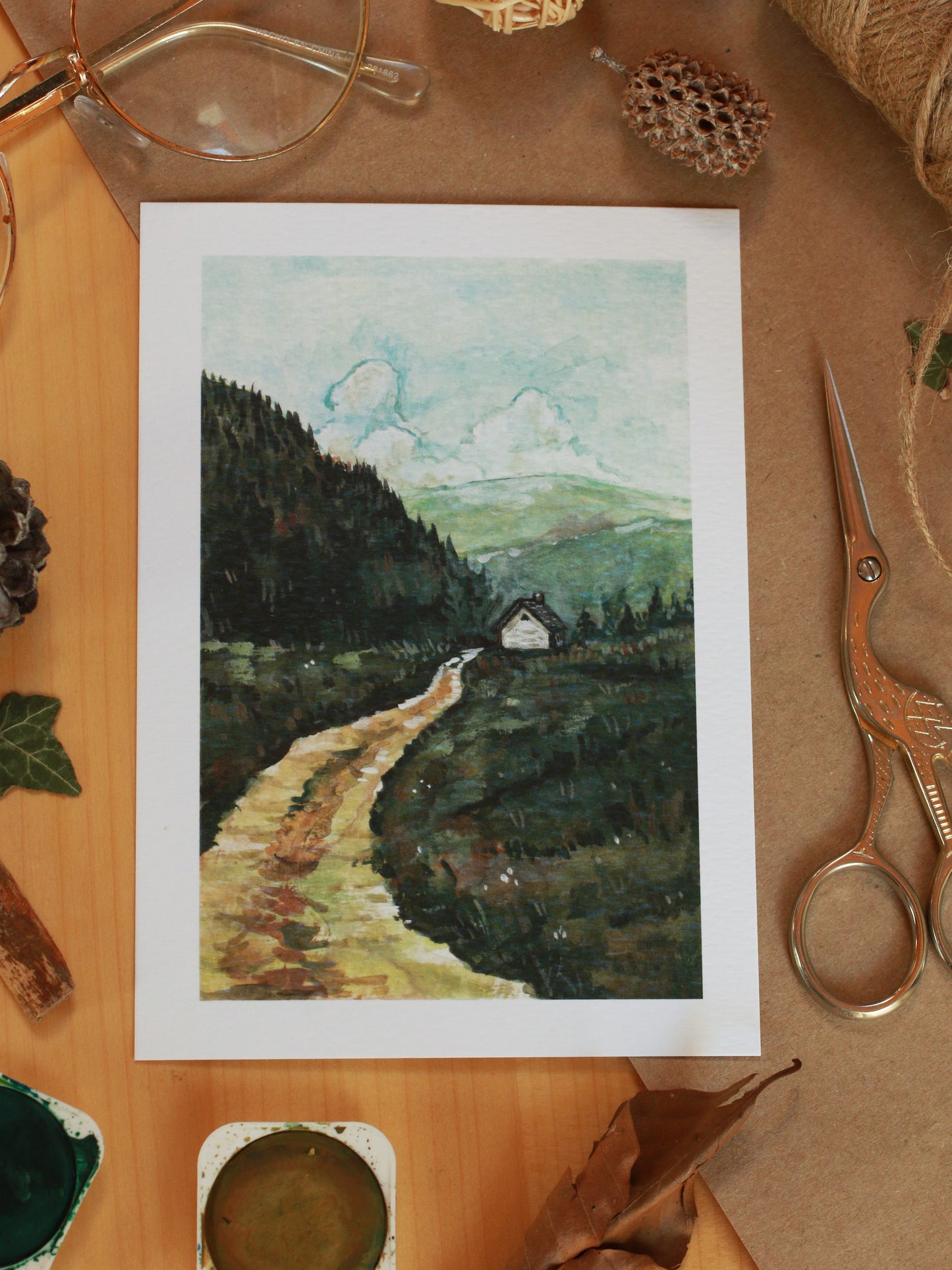 House in the mountains - A6 art print - postcard