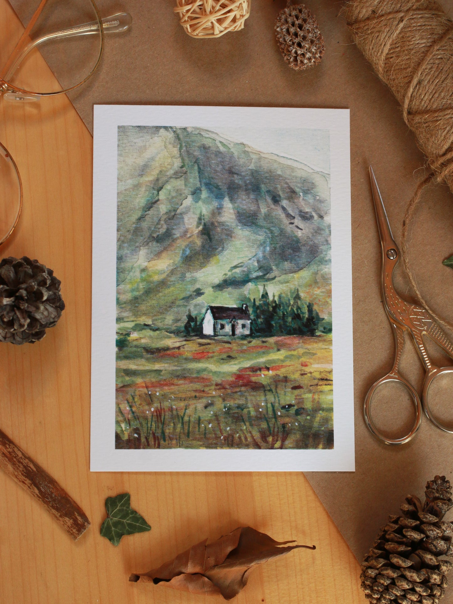 House in Glencoe - Scottish Highlands  - A6 art print - postcard