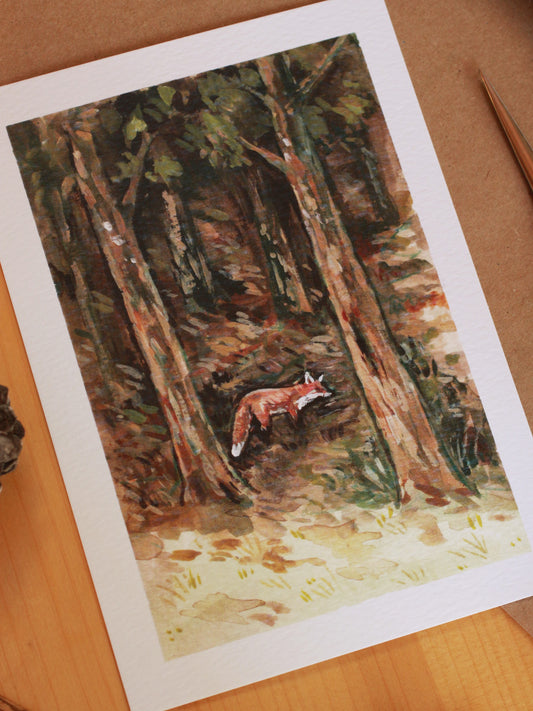 Fox in the forest - A6 art print - postcard