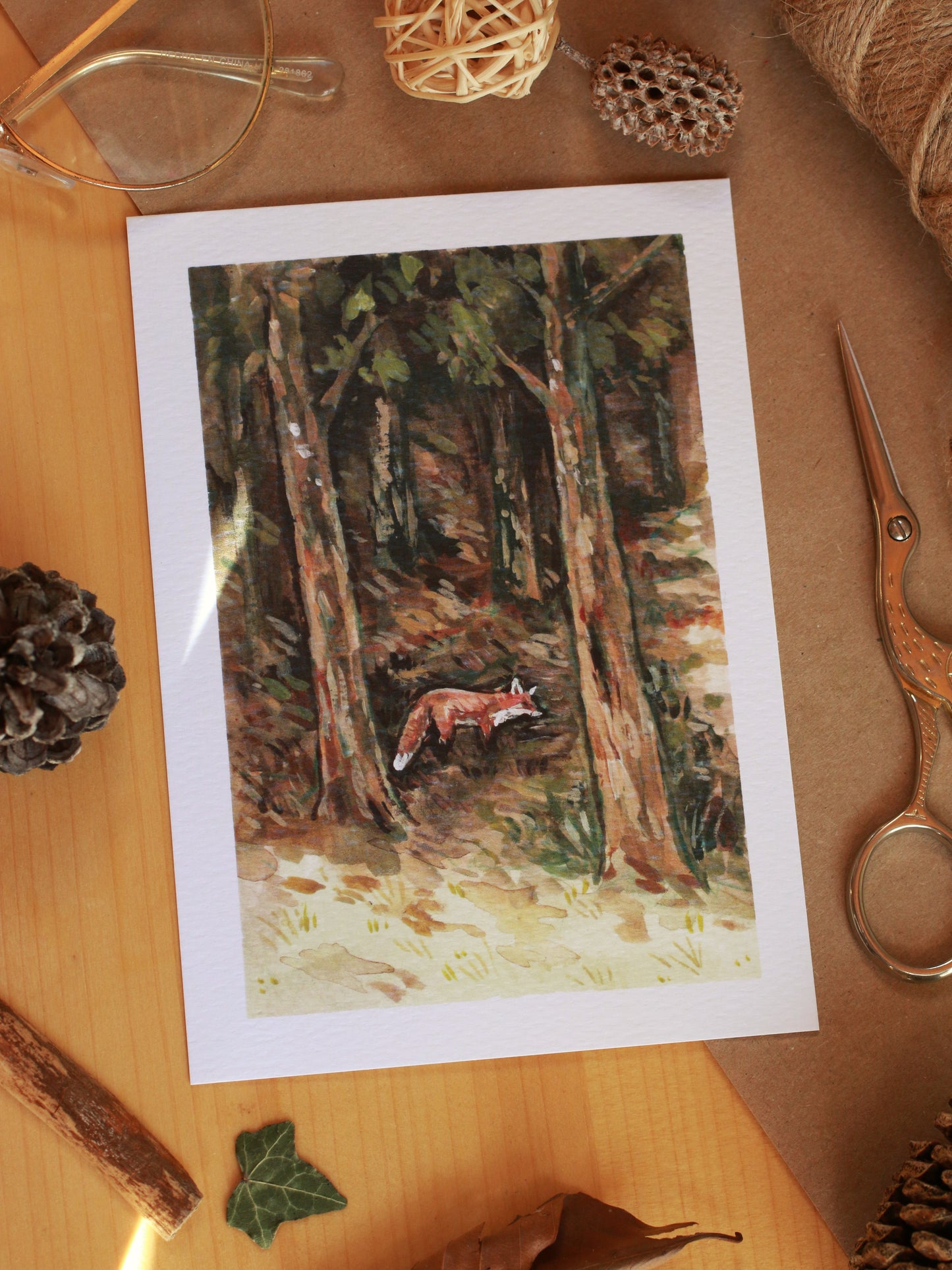 Fox in the forest - A6 art print - postcard