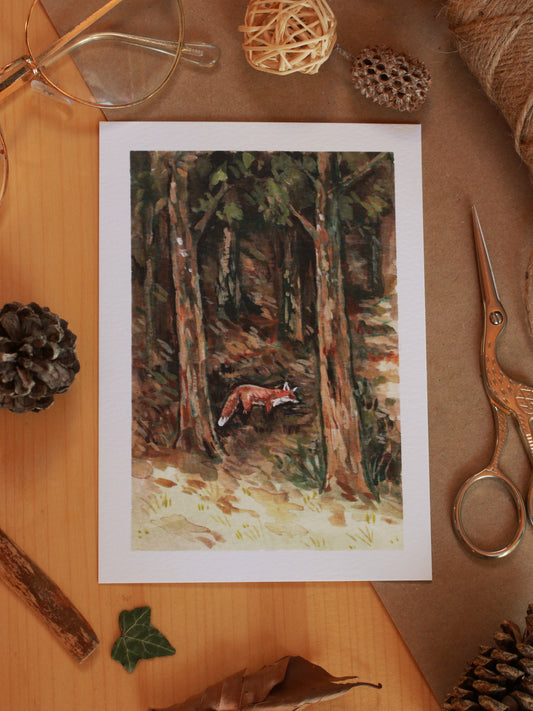 Fox in the forest - A6 art print - postcard