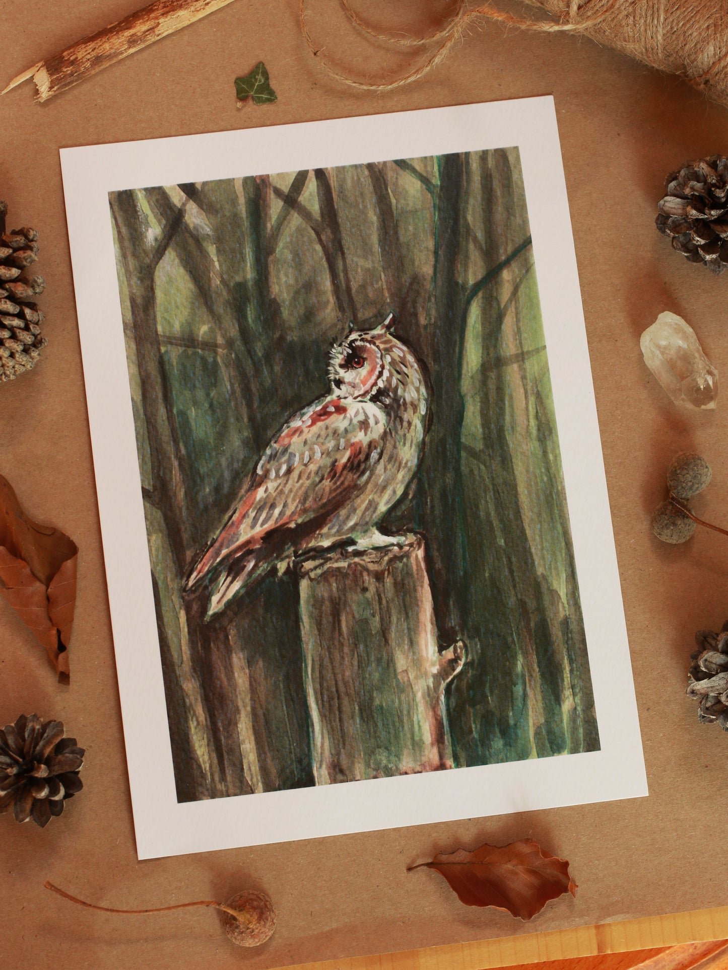 Great horned owl - A5 art print