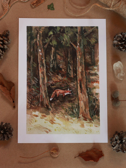 Fox in the forest - A5 art print