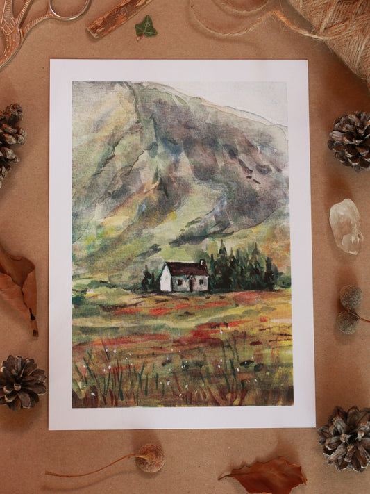 House in Glencoe - Scottish Highlands  - A5 art print