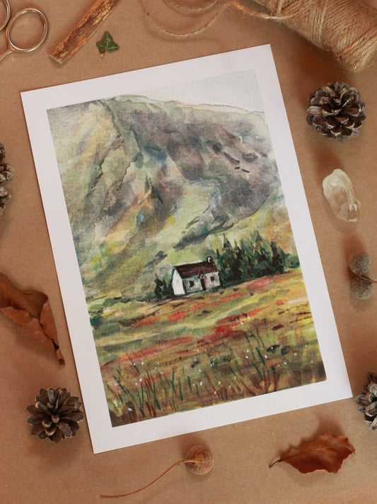 House in Glencoe - Scottish Highlands  - A5 art print