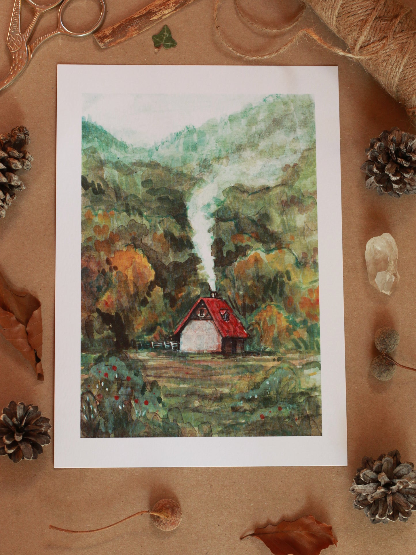 Cottage in the mountains - A5 art print