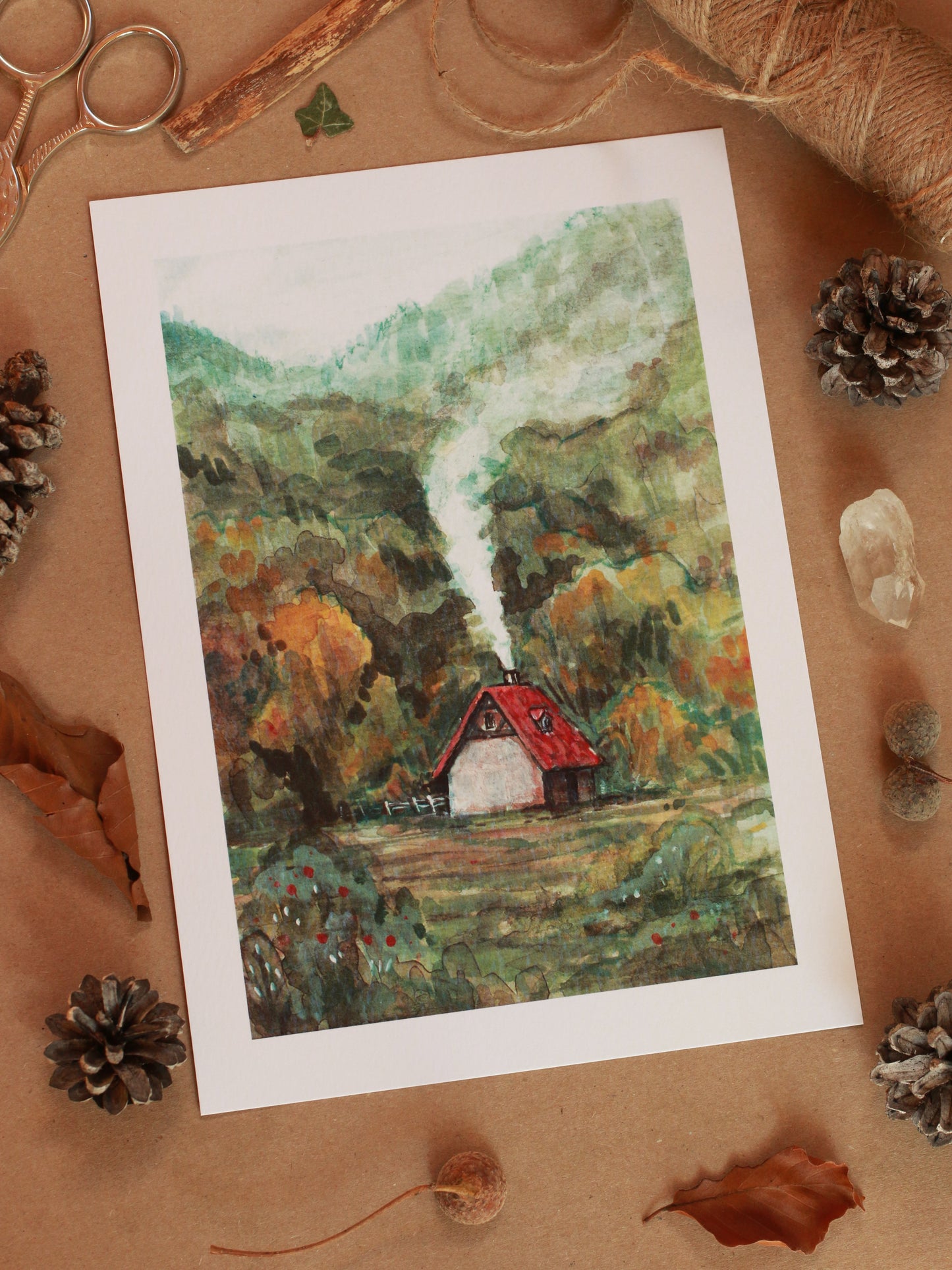 Cottage in the mountains - A5 art print