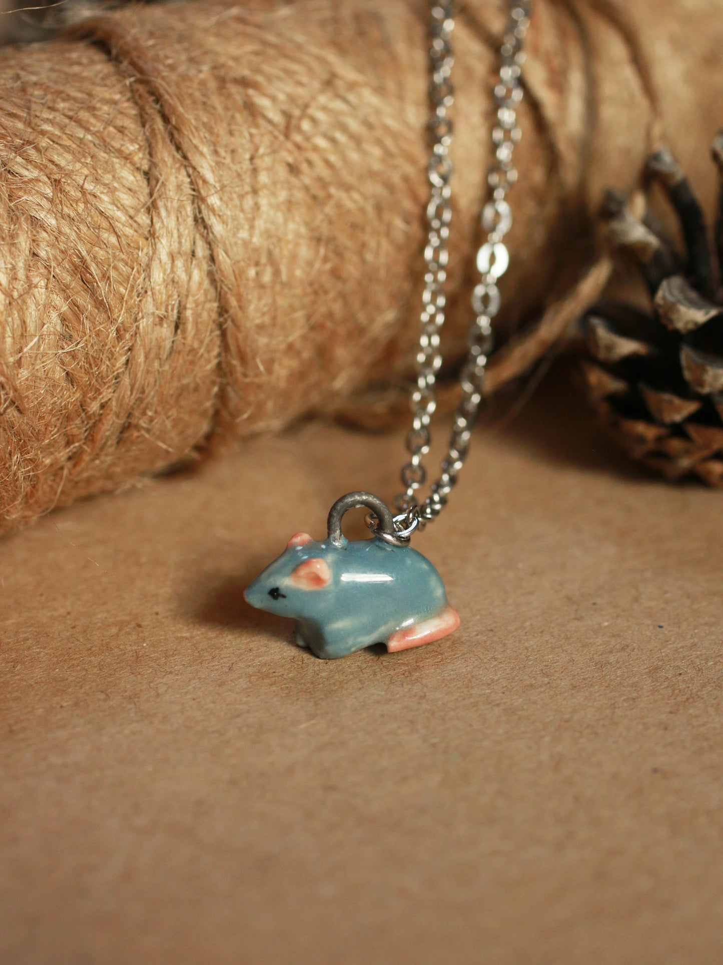 Mouse necklace - Ceramic pendant