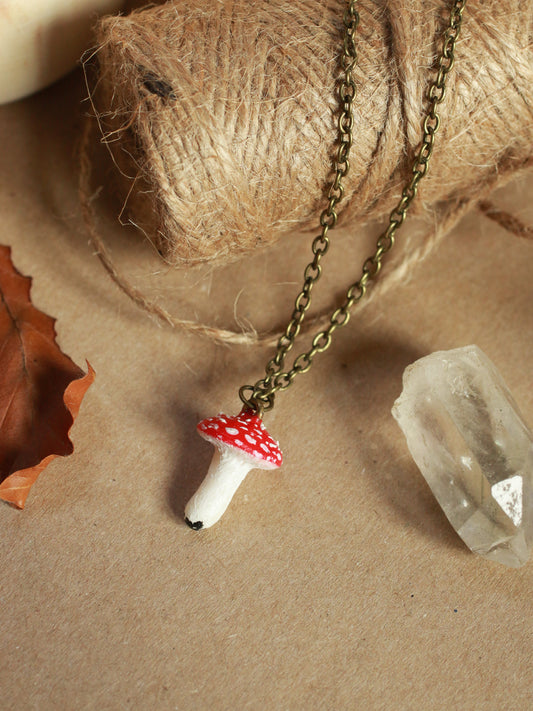 Mushroom necklace -  Fly-agaric pendant