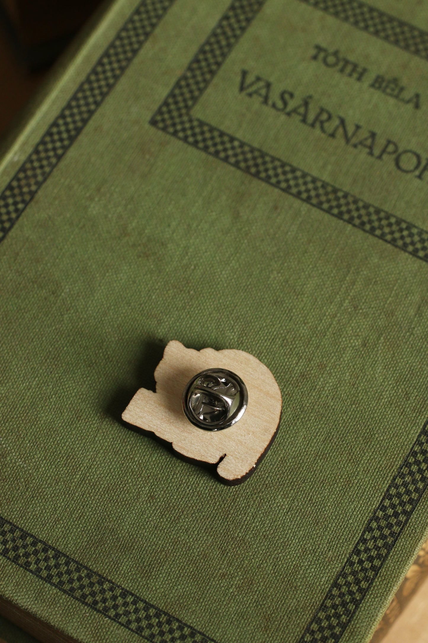 Wooden raccoon pin