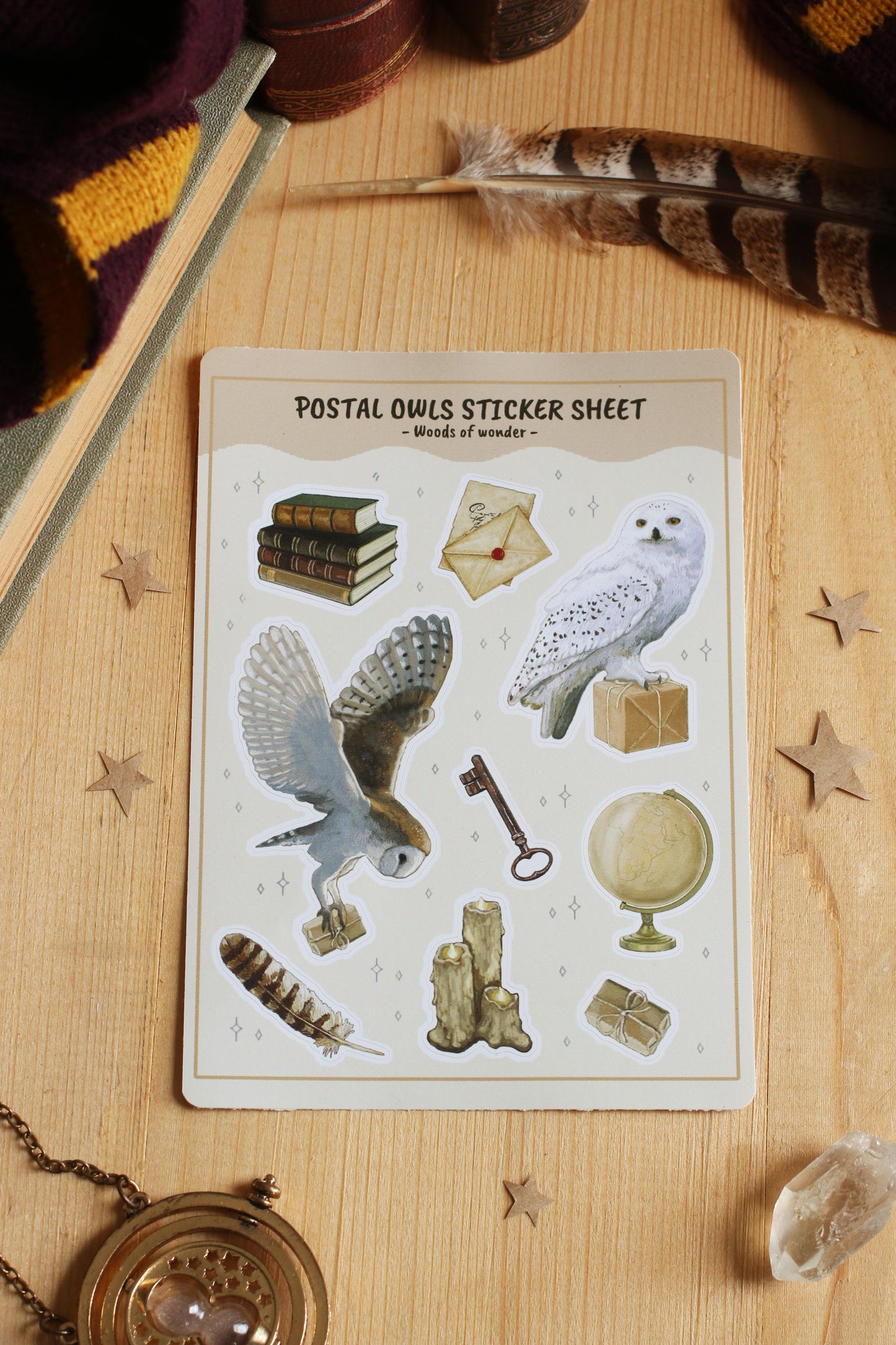 Postal owls sticker sheet - Forest friends sticker sheet - Cottagecore stickers