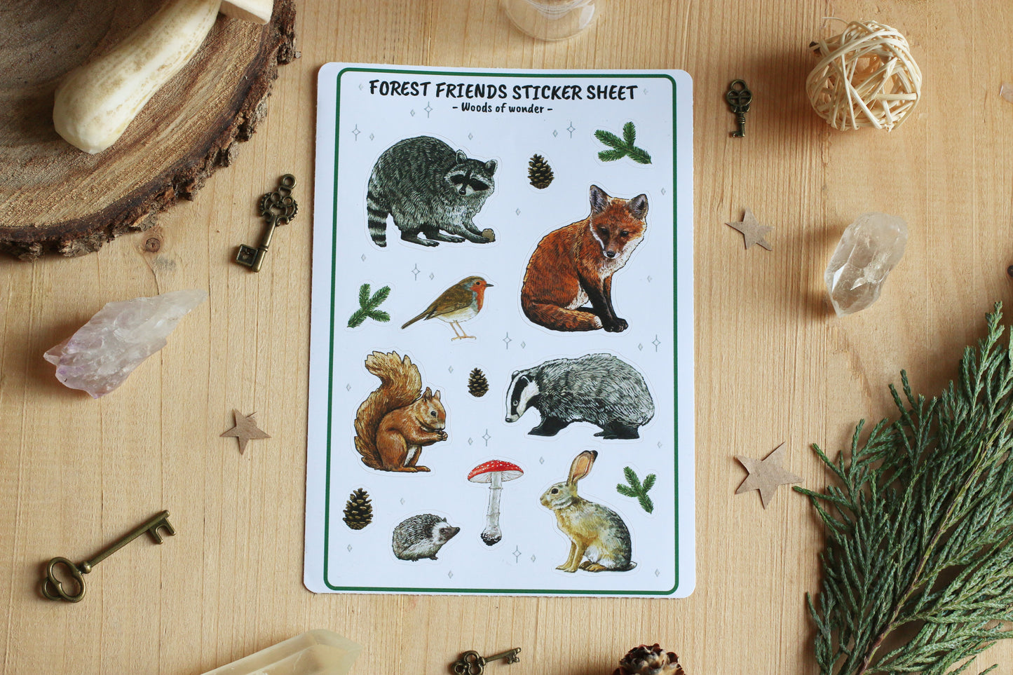 Postal owls sticker sheet - Forest friends sticker sheet - Cottagecore stickers
