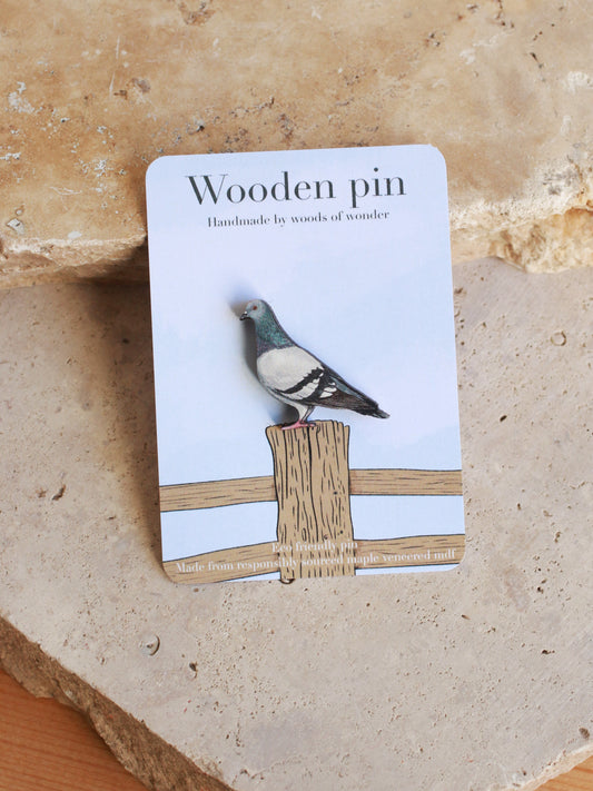 Pigeon pin - wooden bird pin