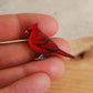 Red cardinal pin - wooden bird pin