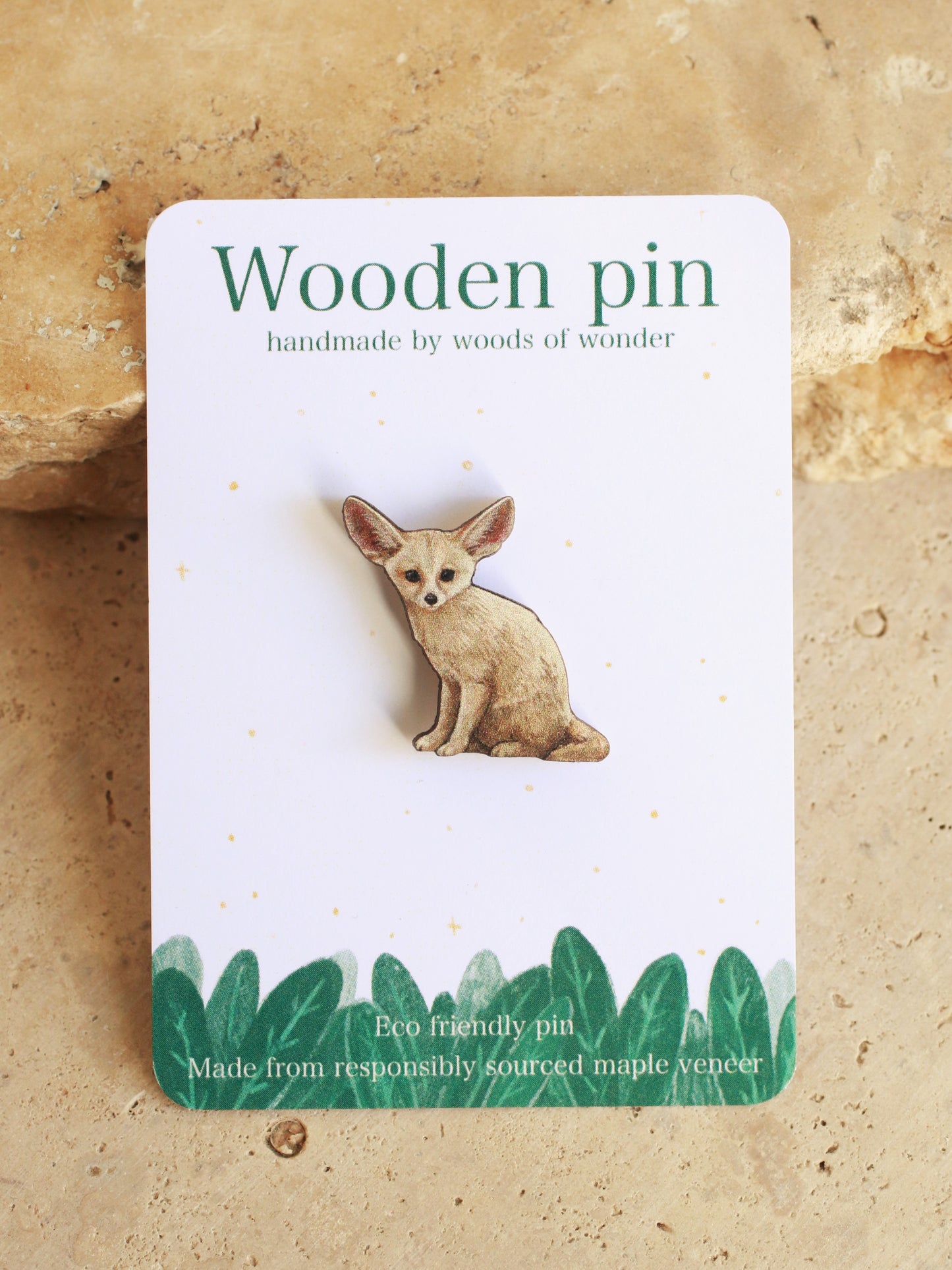 Fennec fox wooden pin