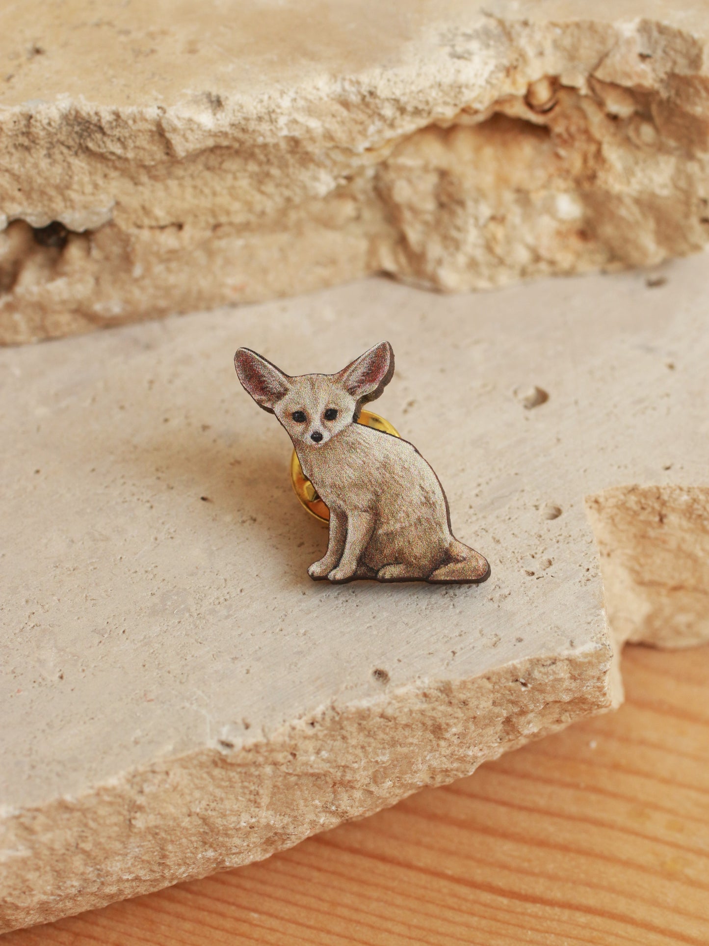 Fennec fox wooden pin